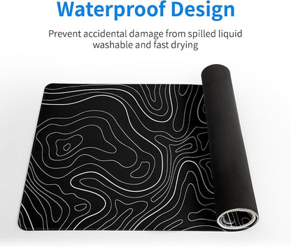 Topographic Contour Black Gaming Mouse Pad XL Geographic Map Lines Extended Big - Image 4