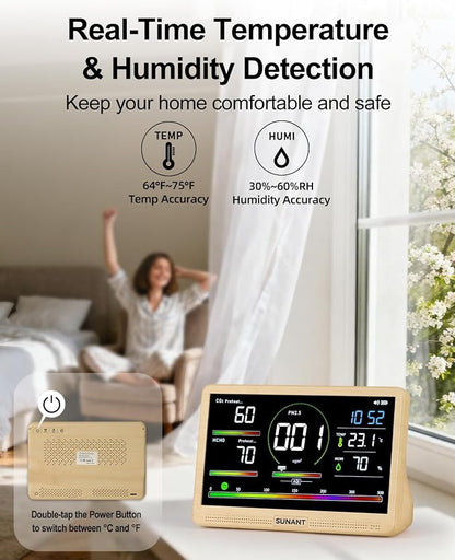 16-in-1 Air Quality Monitor Indoor, Real Time CO2, Formaldehyde, Temperature & - Image 5