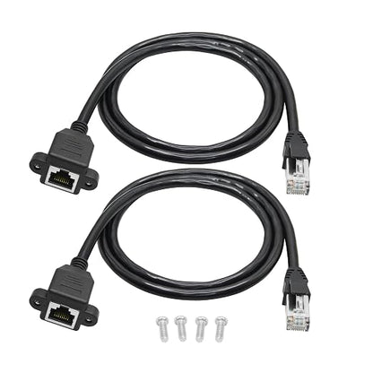 2Pcs Cat6 Ethernet Extension Cable 2FT, RJ45 Male to Female Ethernet Panel Mount by Maixbomr