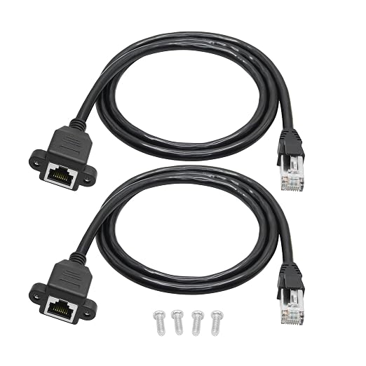 2Pcs Cat6 Ethernet Extension Cable 2FT, RJ45 Male to Female Ethernet Panel Mount by Maixbomr