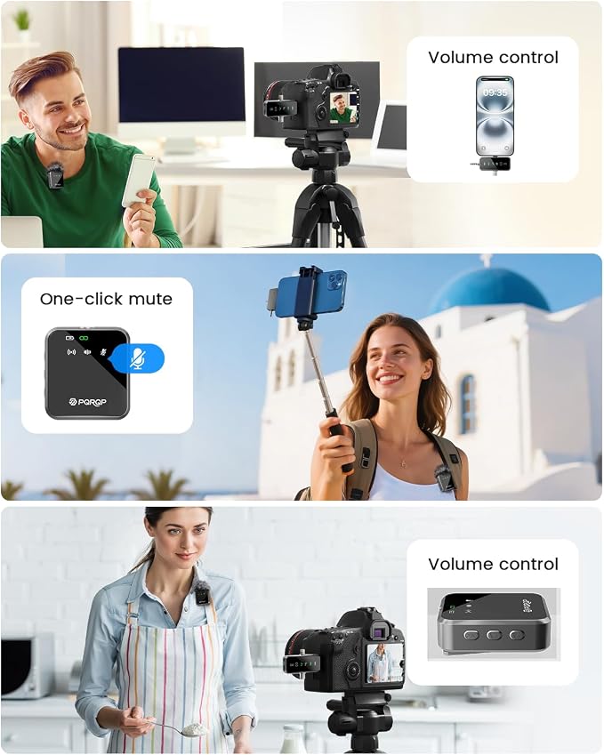 PQRQP 3 in 1 Microphone for iPhone/Android/Camera, Mini Microphone, 328ft - Image 7