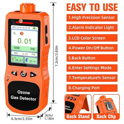 Portable Ozone Detector, 0-100 PPM Ozone Gas Monitor - Image 2