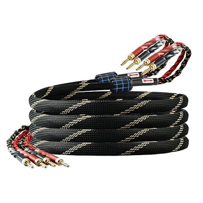 12 AWG Audiophile HiFi Speaker Audio Cable–4N OFC Core, 24K Gold-Plated Banana by Unknown