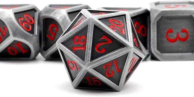 Haxtec Ancient Silver Metal DND Dice Set D&D 7PCS Large Rounded Antiue Iron RPG - Image 5