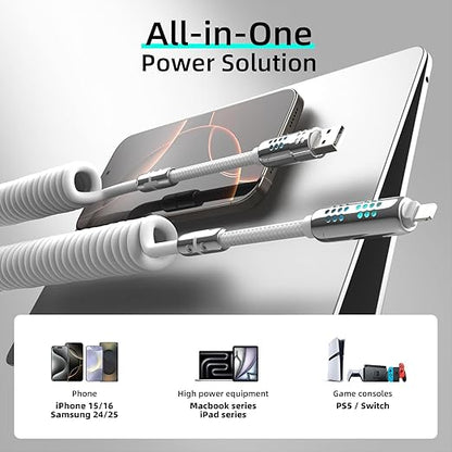 MFish 4-in-1 USB C Charging Cable, 6 Ft Type C to Type C Cable, 240W Fast - Image 2