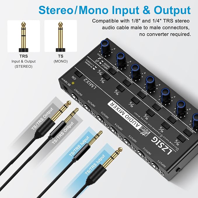 LZSIG Mini Audio Mixer, Stereo Line Mixer - Image 4