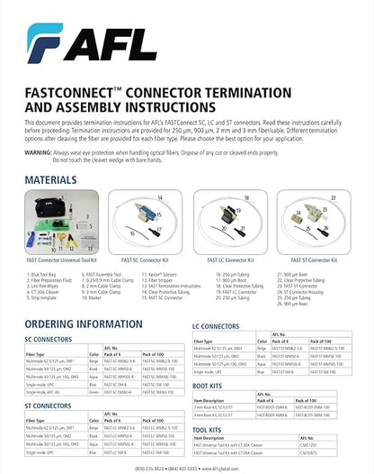 AFL Fast-SC-SMAU SM SINGLEMODE 0.9MM/0.25MM Fiber Connectors - Image 3