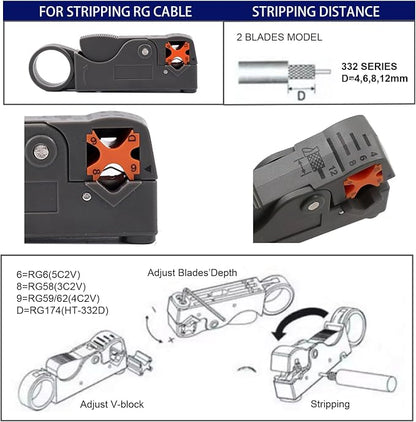 Coaxial Cable Crimper Kit, Coax Cable Tester, rg6 rg59 Compression Tool - Image 4