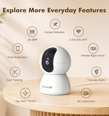 CiKiKWVO 2K Wi-Fi Indoor Security Camera, 3MP Camera - Image 3