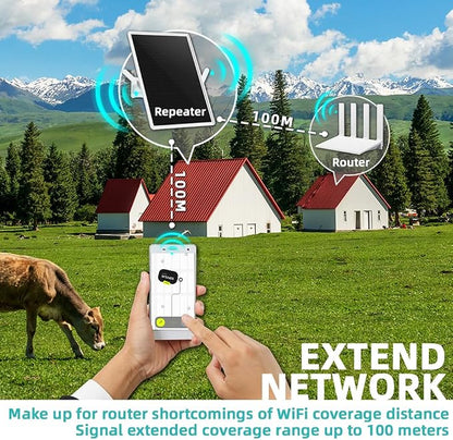 LCLCTEK® WiFi Extender Signal Booster Solar Battery Outdoor, Long Range up to - Image 4