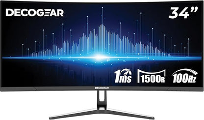 Deco Gear 34” Curved Ultrawide Business Monitor | 3440x1440, 99% sRGB | by DecoGear