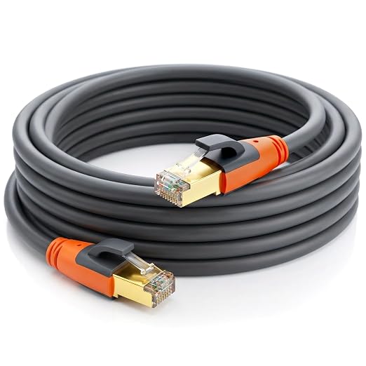 Cat 8 Ethernet Cable 50ft, High Speed LAN Cables 40Gbps 2000MHz Shielded by Plusivo