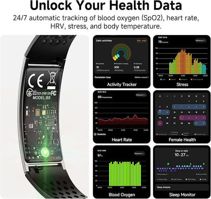 Smart Bracelet, Subscription-Free 24/7 Health Tracking, Heart Rate, HRV & Sleep - Image 3