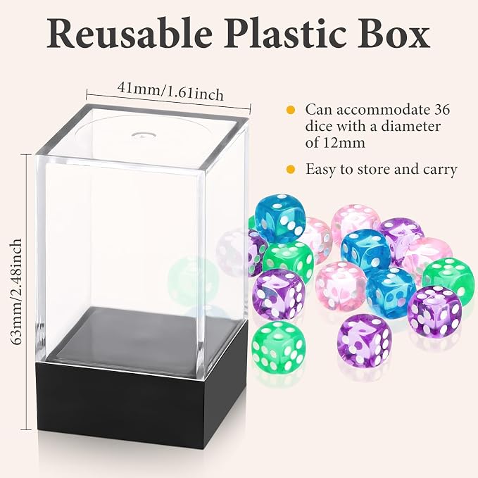 144 Pieces 12mm 6 Sided Mini Dice Set - Image 3
