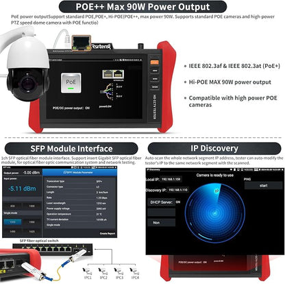 Rsrteng CCTV Tester 4K 12MP IP Camera Tester POE++ Max 90W POE Camera Test 8" - Image 4