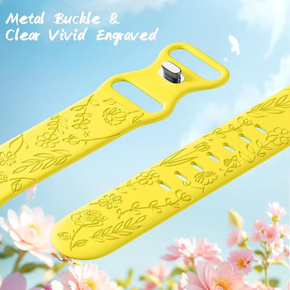 SNBLK 6 Pack Floral Engraved Bands Compatible - Image 3