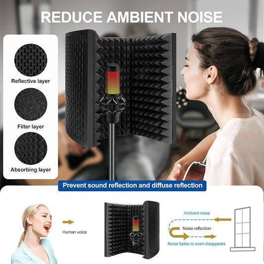 Aokeo Professional Studio Recording Microphone Isolation Shield, Suitable - Image 2