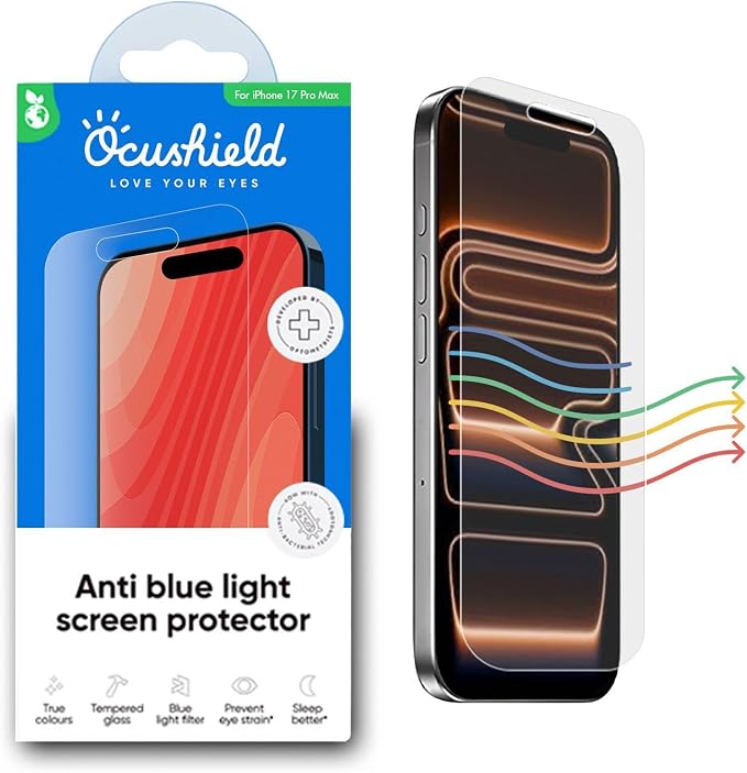 Ocushield Screen Protector for iPhone 17 Pro Max – Blue Light Tempered Glass by Ocushield-BlueLightFilteringScreenProtectorGlasses