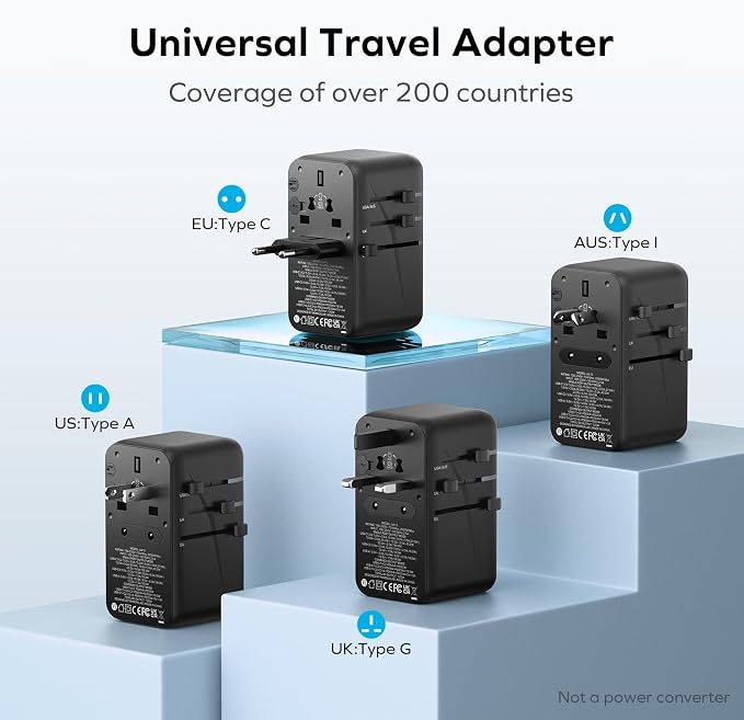 MOMAX Universal Travel Adapter, 170W GaN International Power Adapter, 2 USB-C 2 - Image 5