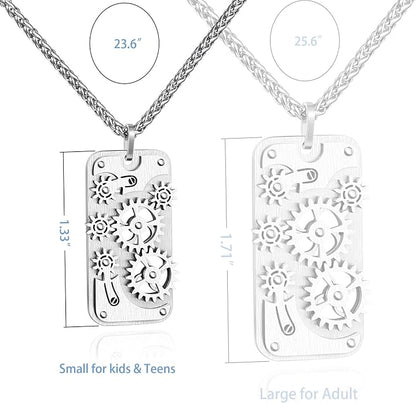 Stainless Steel Mechanical Rotatable Gear Pendant Necklace - Image 5