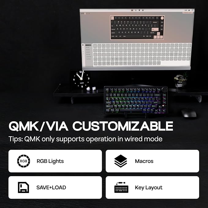EPOMAKER QK81 75% Wireless Mechanical Gaming Keyboard, QMK/VIA Programmable and - Image 6