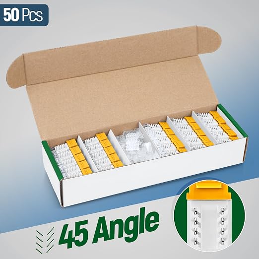 Everest 45° Angled RJ45 Cat6A Keystone Jacks 50-Pack in Yellow - Image 2