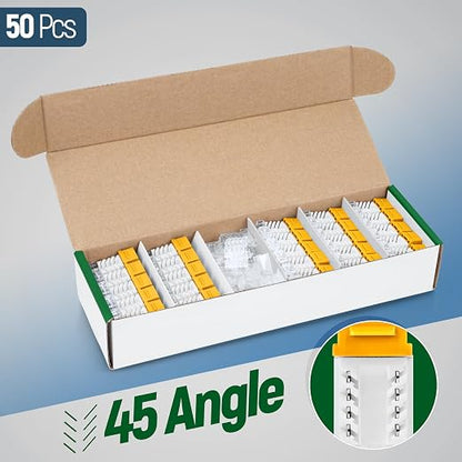 Everest 45° Angled RJ45 Cat6A Keystone Jacks 50-Pack in Yellow - Image 2