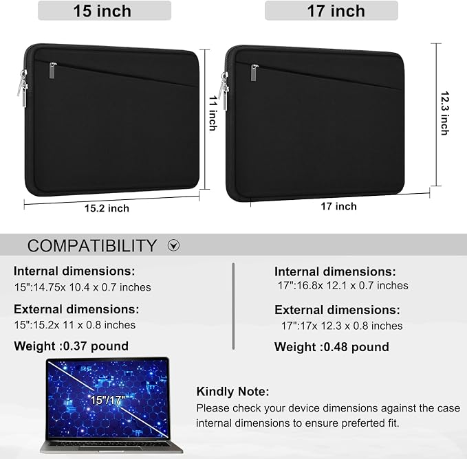 15 Inch Laptop Sleeve, Durable Computer Carrying Bag Protective Case Cover - Image 6