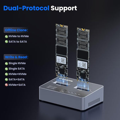 M.2 NVME/SATA Duplicator, Coolpie CR121 Dual-Bay Offline Clone M.2 NVME/SATA - Image 3