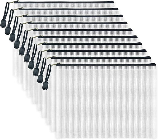AUSTARK 10 Pcs Zipper File Bags, Waterproof Plastic Mesh Pouch by AUSTARK