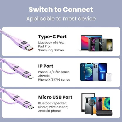 100W USB C Multi Charging Cable, USAMS 6.6FT 5-in-1 5A Fast Sync Charger - Image 3