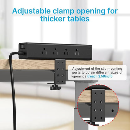 CCCEI Desk Outlet Station 20W USB C Port. 12 Outlet Desktop Clamp Power Strip - Image 3