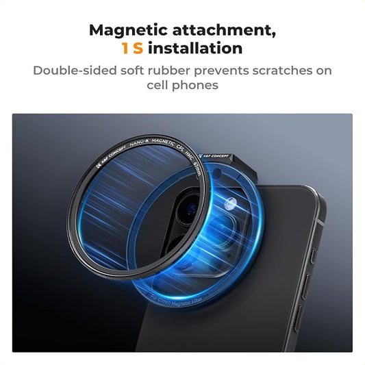 K&F Concept Clip On 67mm CPL Magnetic Phone Lens Filter Kit, Phone Clip - Image 2