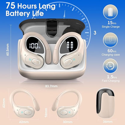 Wireless Earbuds 75hrs Bluetooth 5.4 Headphone Sport, 2025 Bluetooth Earbuds - Image 2