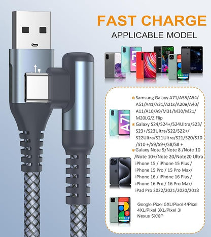 sweguard USB Type C Charger Cable Right Angle iPhone 16 Charger Nylon Braided - Image 3
