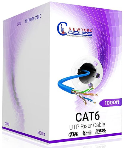 NewYork Cables | CAT6 Ethernet Cable 1000ft | Bulk Riser 23AWG, UTP 4 Pairs by NewYorkCables