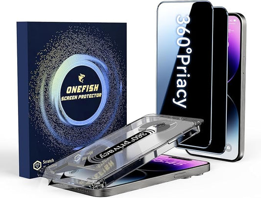 OneFish for iPhone 16 Pro Max Privacy Screen Protector, 4-Way 360° Anti-Spy by OneFish
