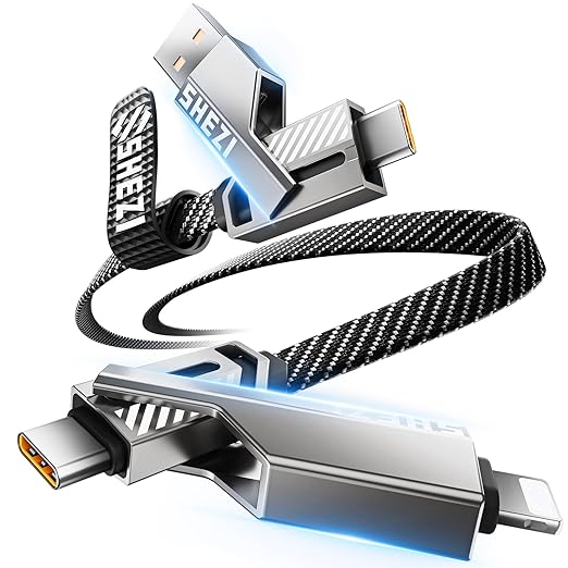 SHEZI 4-in-1 USB C Cable 60W 3FT Fast Charging Flat Nylon Braided Charger Cord by SHEZI