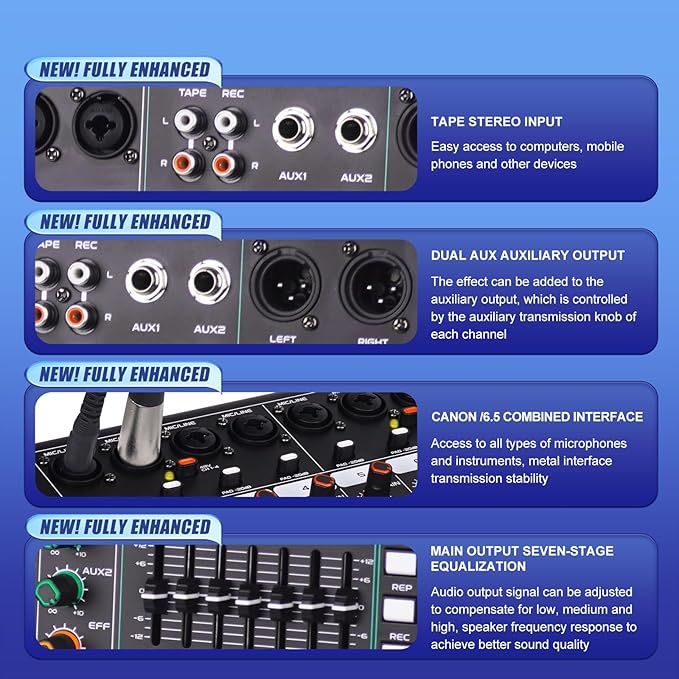 GF12 Multifunction 12 Channel Audio Mixer Stage Performance Mixer Isolated - Image 9