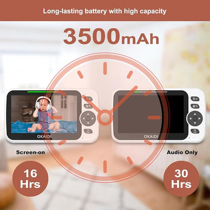 OKAIDI Video Baby Monitor with Camera and Audio, 30H Battery and 1000ft Range - Image 3
