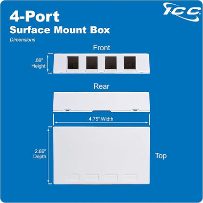 ICC 4 Port Surface Mount Box in White, Works - Image 9