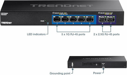TRENDnet 7-Port Multi-Gig Gaming Switch, 5 x 1G RJ-45 Base-T Ports, 2 x 2.5G - Image 8