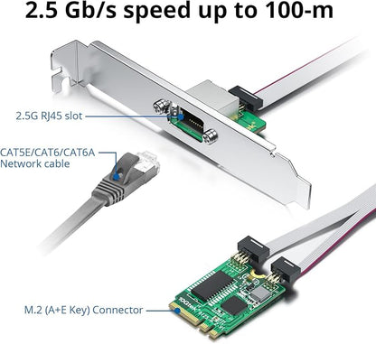 M.2 A+E Key 2.5G Gigabit Ethernet Network Card, 18-cm Cable Length - Image 2