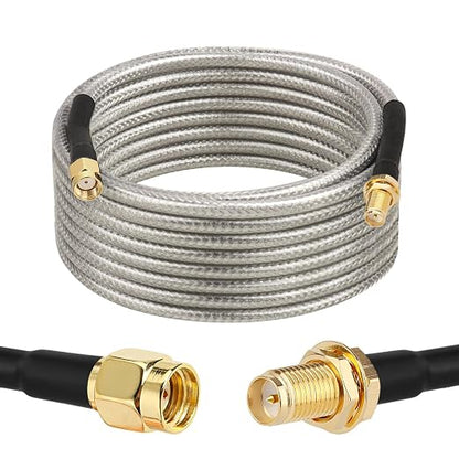 RP-SMA Male to RP-SMA Female Bulkhead Cable 15FT, RG58 Coaxial Cable by XRDS-RF