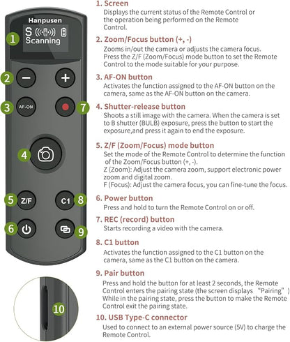 for Sony Camera Remote Control, Hanpusen Rechargeable Wireless Shutter Release - Image 8