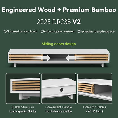 Dual Monitor Stand Riser with Sliding Door, Double Computer Laptop Stand Desk - Image 4