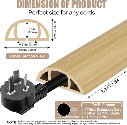 Floor Cord Cover Self Adhesive Cord Hider, 3.3FT Cable Management, Extension - Image 2