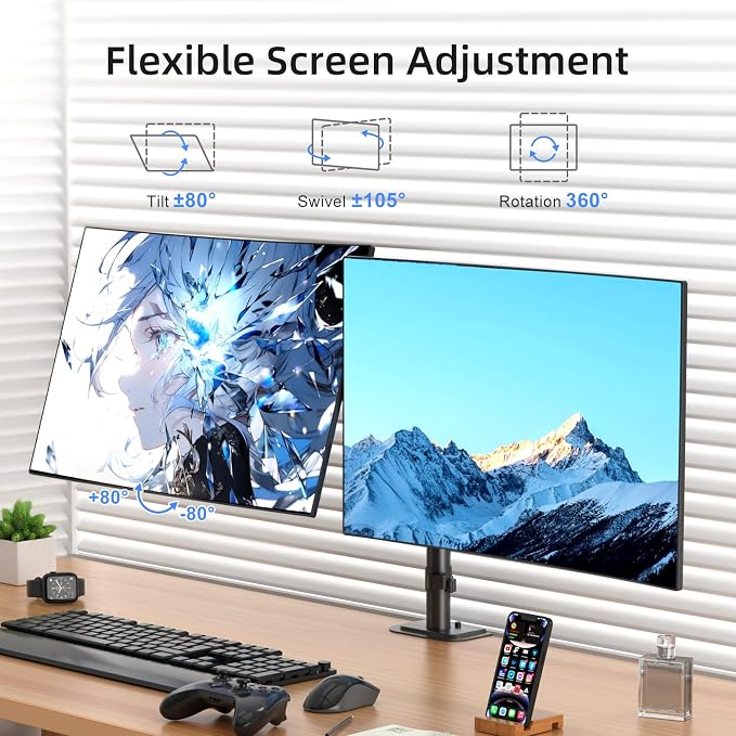Suptek Dual Monitor Arm Desk Mount, Ultrawide Dual Monitor Arm - Image 9