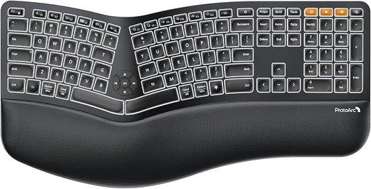 ProtoArc Backlit Bluetooth Ergonomic Keyboard, EK01 Plus Full Size Wireless by ProtoArc