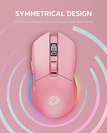 DAREU Pink Wireless Wired Gaming Mouse Dual-Mode Rechargeable 7 Programmable - Image 6